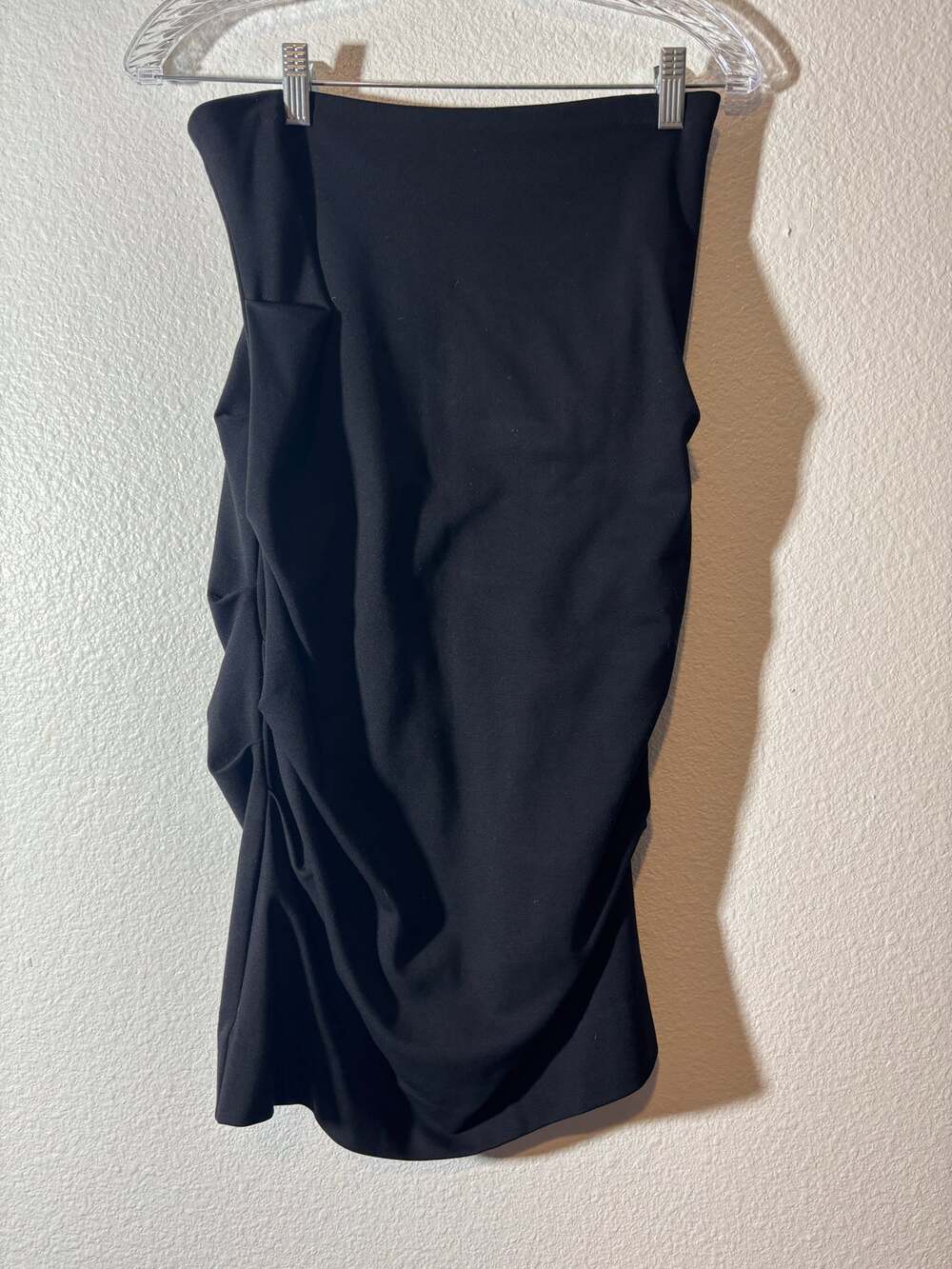 Artelier Nicole Miller Women's Size 8 Black Strapless Ruched Mini Bodycon Dress